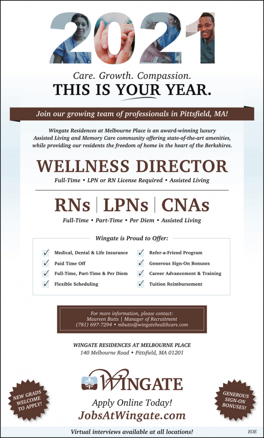 RNs, LPNs, CNAs, Wingate Healthcare, Needham, MA